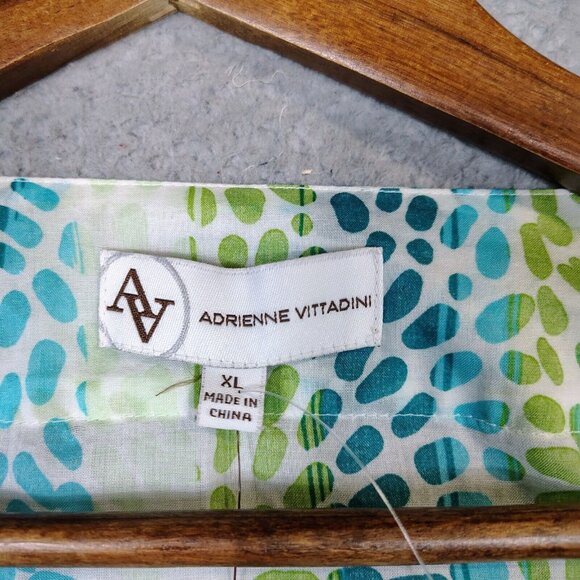 Adrienne Vittadini Top Women's XL Green Blue Floral Beaded Embellished Tunic NWT - Picture 5 of 11
